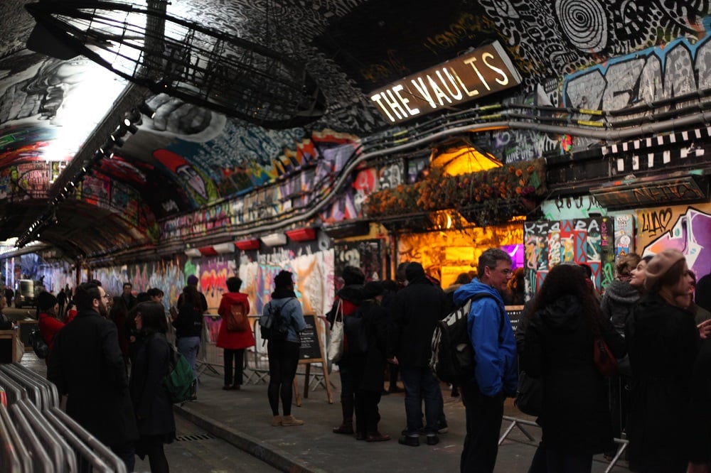 Inside the tunnel of the Vault Festival.